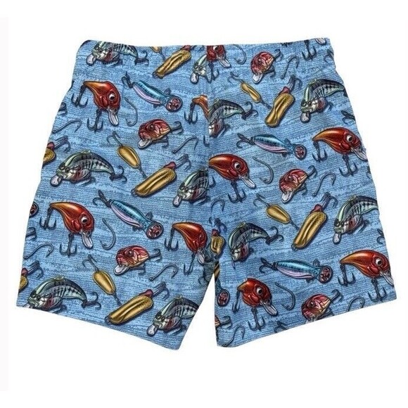 Psycho Tuna Crankbait Fishing Lures Swim Trunks Board 4 Way Shorts Blue Large - Picture 2 of 10